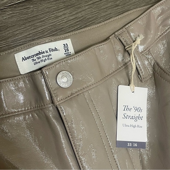 Abercrombie and Fitch 90s Straight Ultra High Rise Faux Leather Pant Sz 33 NWT - Picture 7 of 10